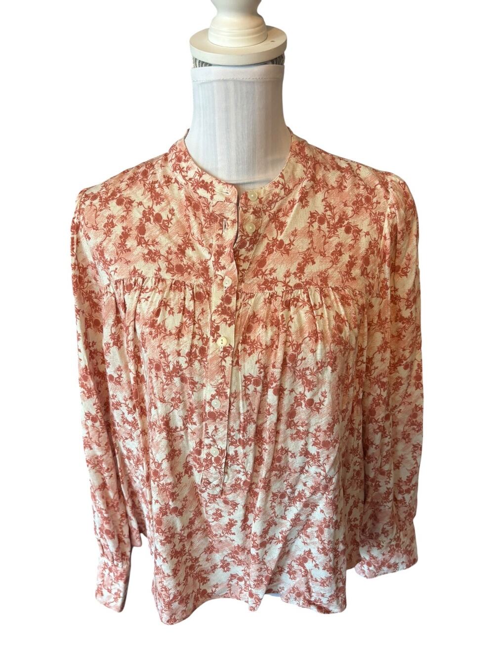 Treasure & Bond Button Up Blouse Red George Floral Size XS